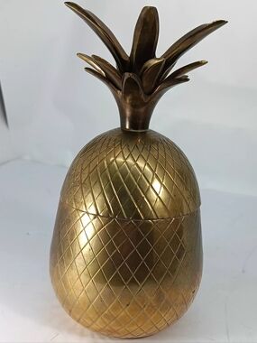Brass Pineapple Trinket Box/Candle Holder Mid Century Hollywood Regency Design